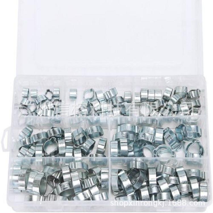 跨境1QPQ40PC耳耳S锌双耳镀箍圈盒装镀白锌双无极卡箍型管夹