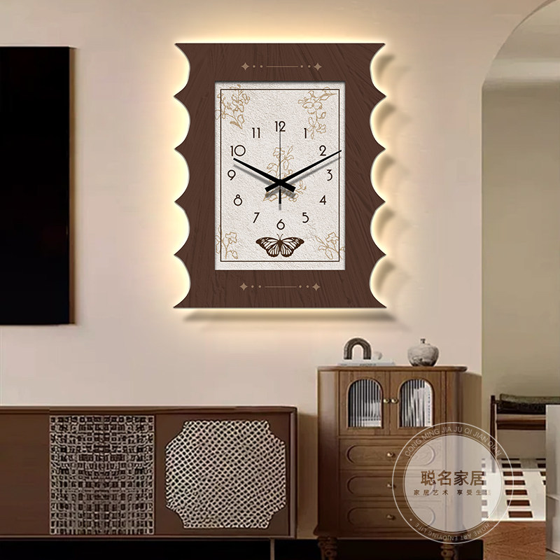 法式中古风餐厅装饰画餐桌边创意钟表挂墙创意时钟画复古客厅挂钟