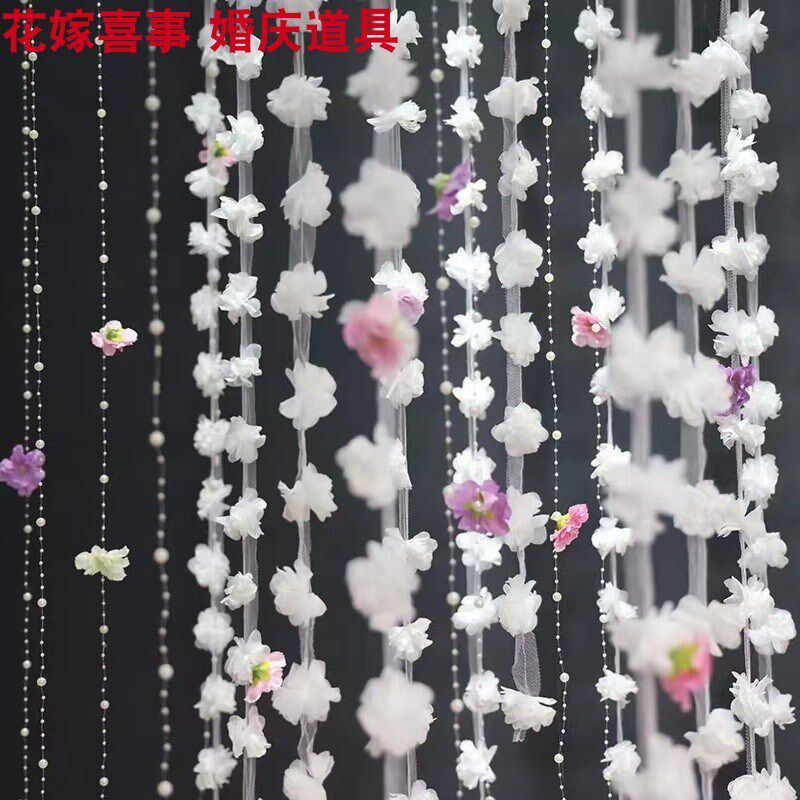 婚礼堂道具花朵装饰挂花串婚庆舞台吊顶布置商场橱窗美陈假花装饰