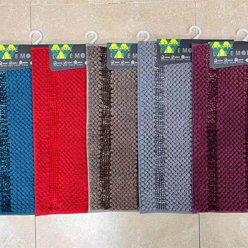 我爱生活新款家居条纹雪尼尔地垫超细纤维厚款地毯卧室玄关防滑垫