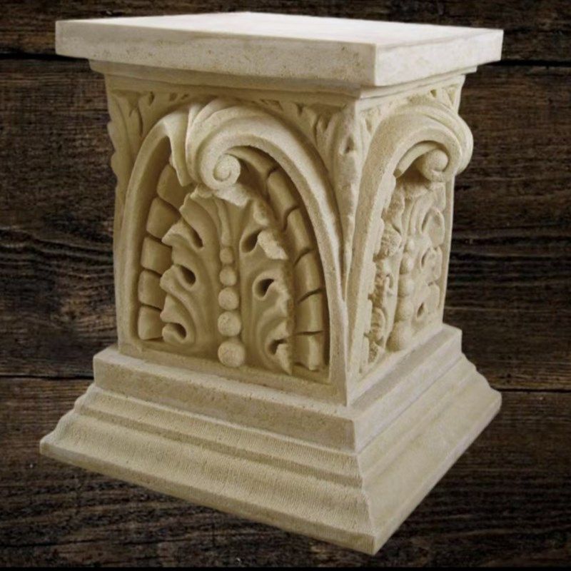 砂岩柱墩雕刻欧式仿铜景观室外柱墩艺术人造砂岩黄锈石柱墩基座