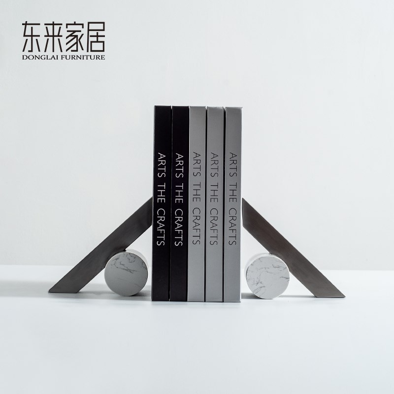 东来家居现代客厅展示柜酒柜装饰摆设创意几何大理石书档书靠摆设