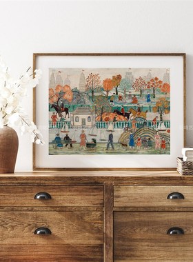 纽约中央公园艺术插画法式装饰画复古客厅餐厅沙发挂画 wgallery