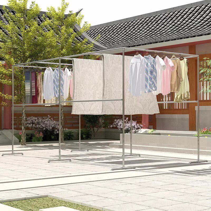 加粗钢管家用晾衣架阳台晒被架室外落地楼顶宿舍晾被架大型凉衣架