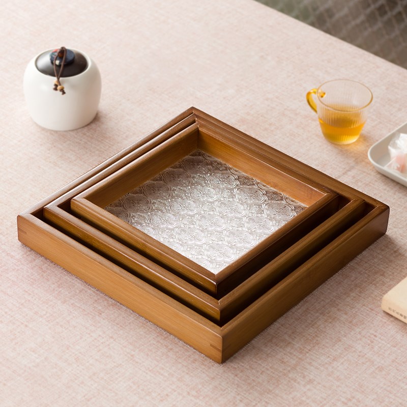 竹质餐盘家用长方形放茶具茶盘酒店早餐托盘水杯子餐厅客厅水果盘