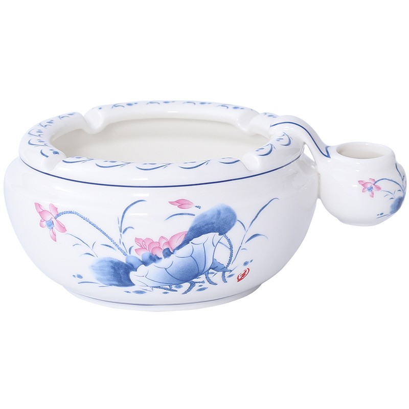 时尚实用陶瓷中码烟灰缸创意个性欧式复古客厅小号烟缸带灭烟烟斗