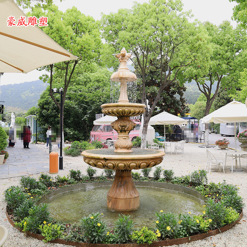 大理石雕喷泉欧式石雕流水喷泉园林景观庭院摆件户外庭院喷水池