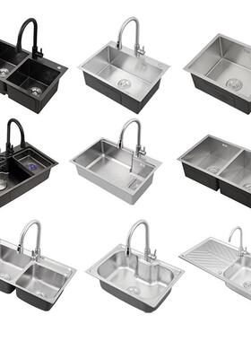 SUS30P02H08D14不单锈钢水槽槽厨手房工纳米黑大洗碗池家用加厚容