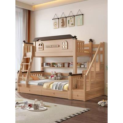 全实木下床双母层床家用高低床双人上下木床tj、7967儿童床子铺床