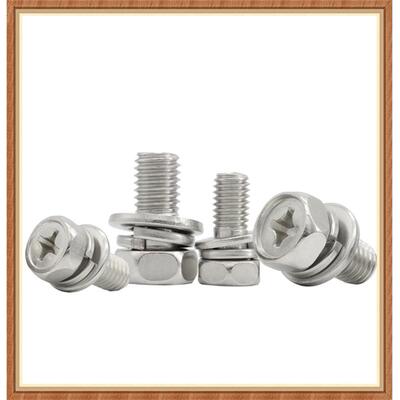 镀六角十字凹合三组螺丝M4M5M6M8外镍六角十字槽平垫弹垫组穴ICD