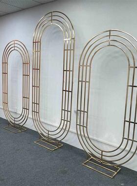 风新款婚庆具铁艺tlznloj#屏路引婚礼背景装门饰摆件椭圆弧形道拱