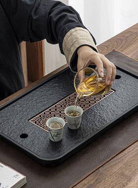 盘乌奢金石茶轻家用茶具茶台小带型HkGE6kxs储排沥水盘干泡台托盘