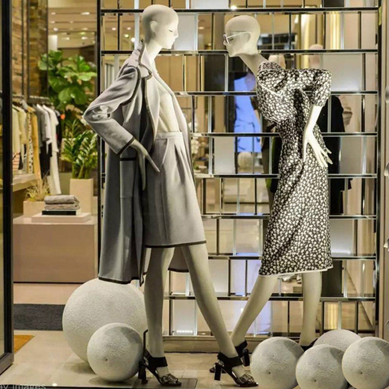 服装店模特道具女全身陈列橱窗仿真假人台体型坐模特道具展示架