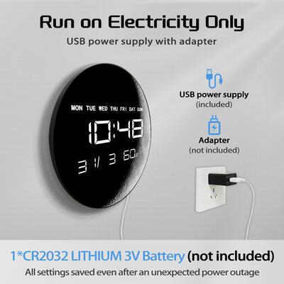 DZA-0052月球背面图案简客厅挂钟电子功能家用时约钟带温度多湿度