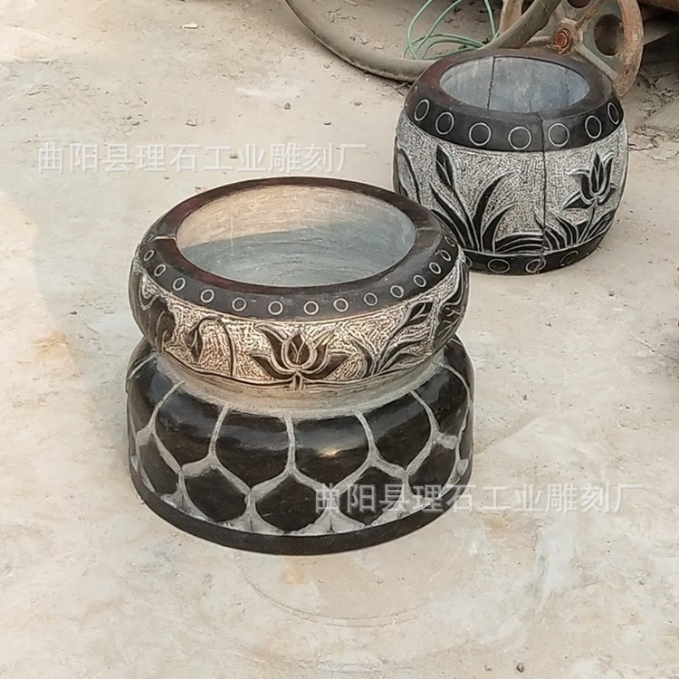 中式仿古青石柱基石庭院摆件