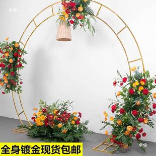 新款婚庆铁艺单管圆架子环背饰拱门景圆形花门架子单杆th%lznhf圆
