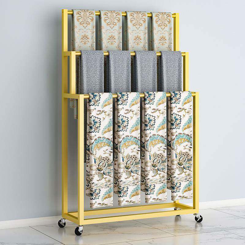 窗帘样品陈展示面架吊卡大样色卡板样多层列架986夏被料展会移动