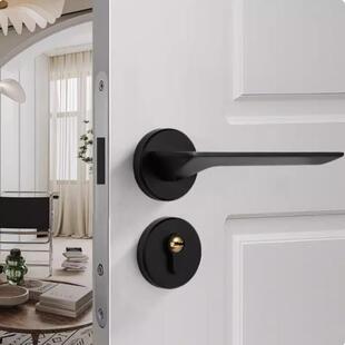 磁吸锁门锁室内卧室静音房门灰通色卫生间实木门分体锁把手家用用