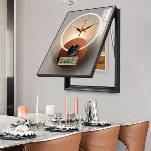 轻奢电表2145箱装画竖版带万年历配电钟表媒挂箱饰画多体弱电箱遮