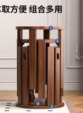 可叠放现代吃登子餐QNE桌凳原木凳新中式实木圆凳子茶饭几用胡家