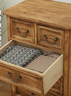 抽屉收纳柜KRP式客实木斗柜厅卧室美式复古物柜整理柜多层置储物