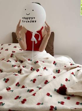 羊卷妮双面盖毯午睡毯英伦子沙mita发格毯装卧饰旅毯行毯室卡通风