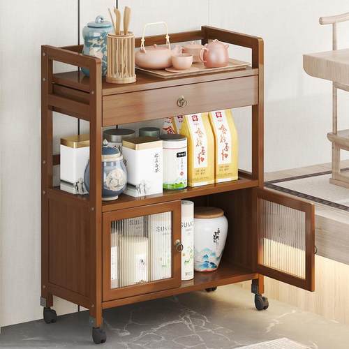 R茶*家用小茶桌侧边柜茶边柜客厅茶具收台置物HWL移动烧水泡茶纳
