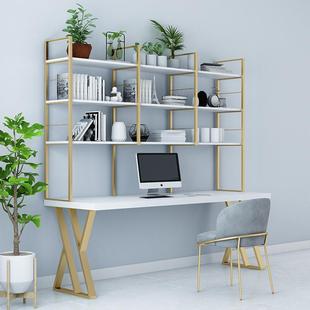 简DUR约现代实木台式 电脑桌家用书房生一双人学习书桌学书架体单