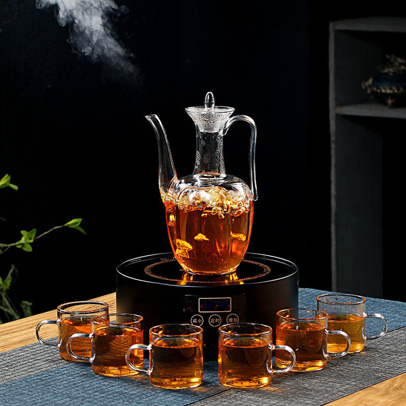 陶瓷玻璃煮酒壶酒具套装家用温酒器中式白黄酒烫酒壶电加热煮茶器