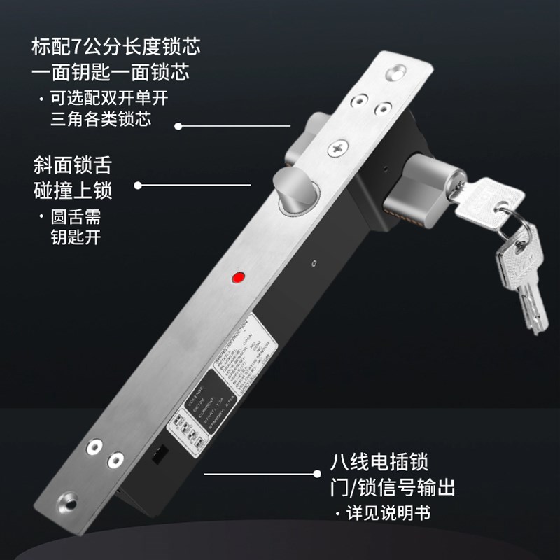 方伯第20E带钥匙电插锁 断电上锁带机械钥匙开锁别墅药柜电控锁