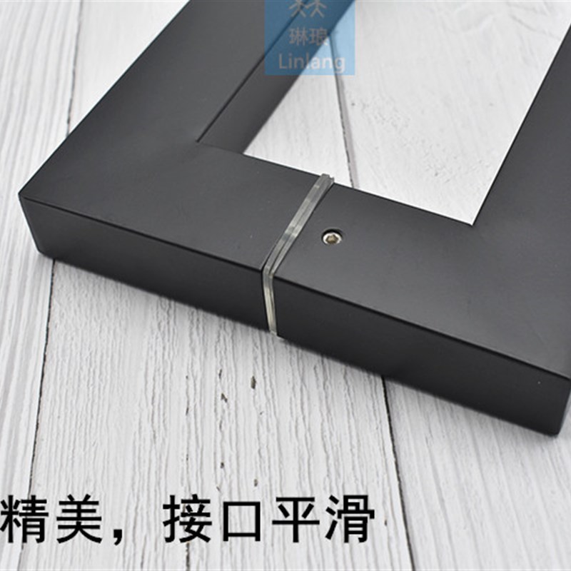 现代简约 不锈钢玻璃门拉手 方管黑色大门把手 推拉门木门拉手