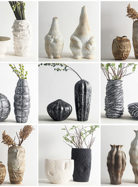 简约现代异型陶瓷花器摆件样板间售楼处客厅书房餐厅博古架装饰