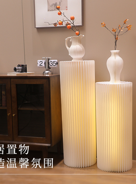 纸阖圆柱展示柜架子灯光展示货架商用陈列展示台柜置物摆件置物