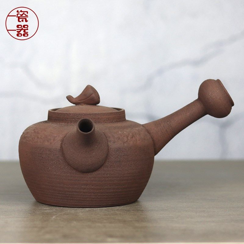 干烧侧把围炉煮茶壶大容量陶瓷壶明火加热烧水电陶炉炭火泡茶陶壶