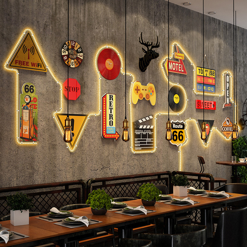 复古餐饮烧烤饭店装饰画酒吧火锅工业风墙面壁画创意咖啡餐厅挂画