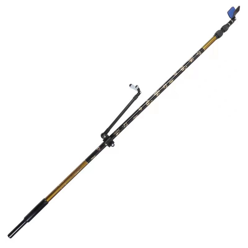 黑金碳素捞网杆伸缩定位超轻加粗支架超网竿加长手把捞鱼杆炮台架
