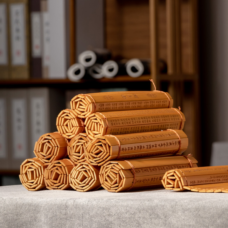 中式竹简书古风摆件家居饰品办公桌面装饰品书架创意礼品竹编道具