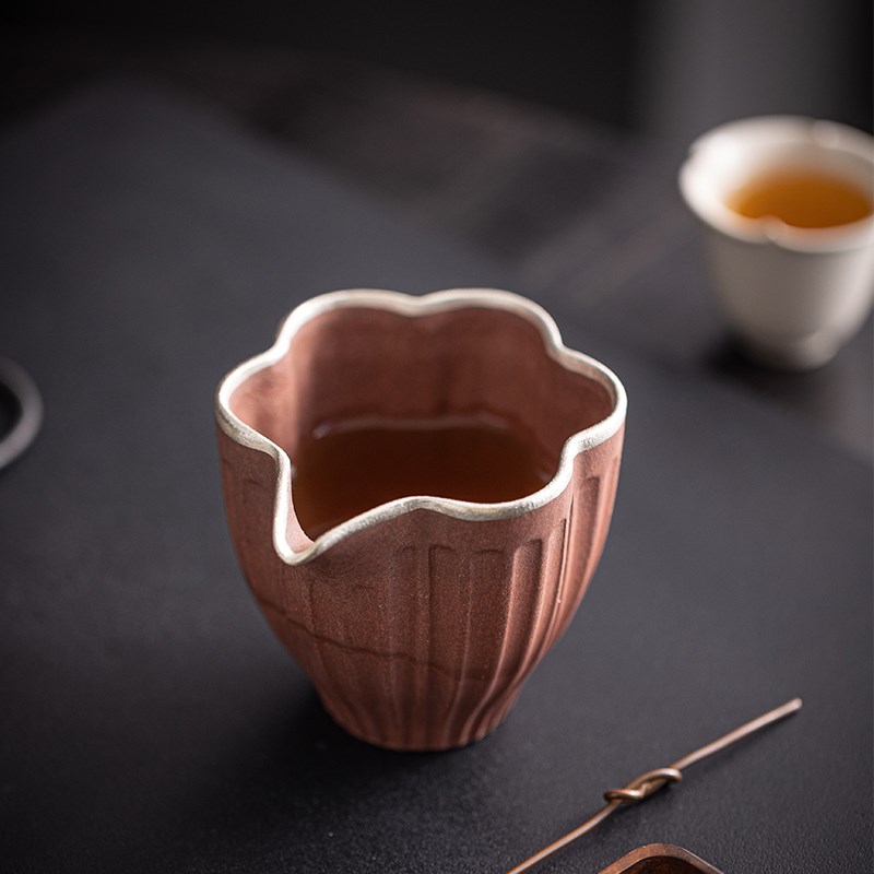 老岩泥鎏银分茶器公道杯复古茶海陶瓷分茶杯功夫茶道茶具