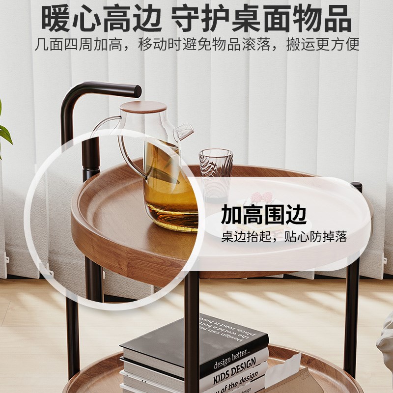 床头柜小型简约现代卧室可移动带轮推车替代品创意床边圆形小桌子