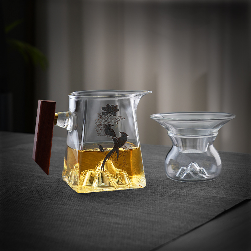 玻璃加厚耐热分茶器倒茶杯功夫茶具冲泡青柑专用滤茶器一体茶漏装