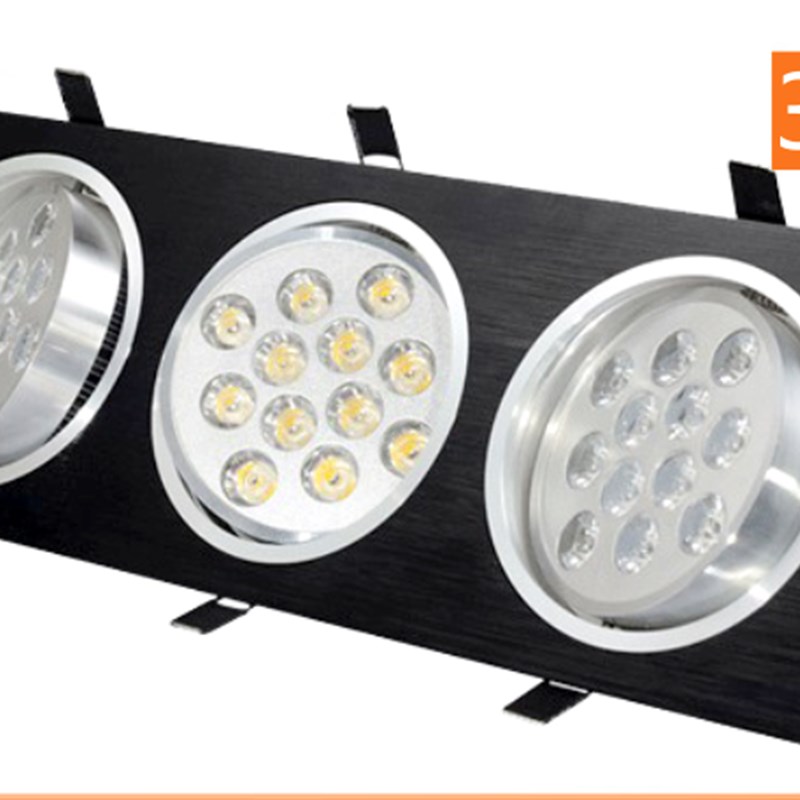 LED格栅射灯三头 天花灯筒灯斗胆灯豆胆灯3头9w15w21w27w3w