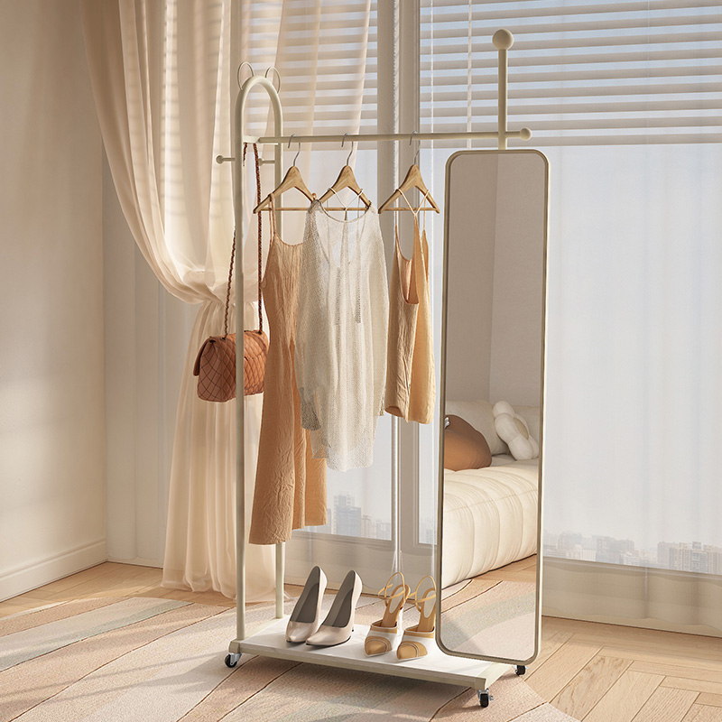 卧室穿衣镜挂衣架一体可旋转落地可移动多功能衣帽架带镜子全身镜