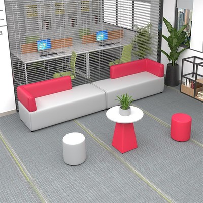 办公室红色沙发银行大堂前台会客接待等候区卡座休息区图书馆大厅