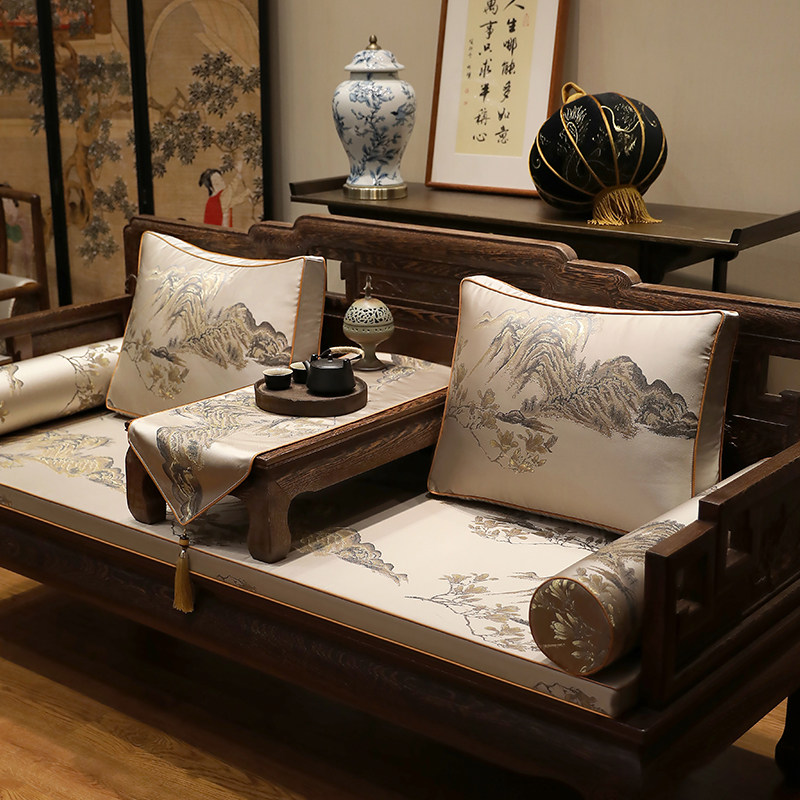 荣义红木沙发罗汉床坐垫中式实木家具沙发垫套罩防滑定制四季通用