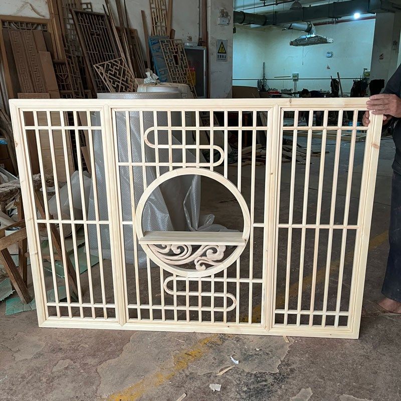 中式风格装修材料电视背景墙花格镂空屏风隔断木门窗户格栅栏装饰