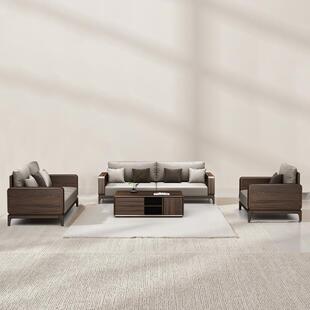 北美组GD-F11黑户胡桃木实木沙发家用客厅沙合发现代简约中小型轻