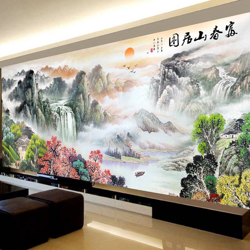 十字绣2工025新款感年客厅大山水画富春249山居图手自幅己绣