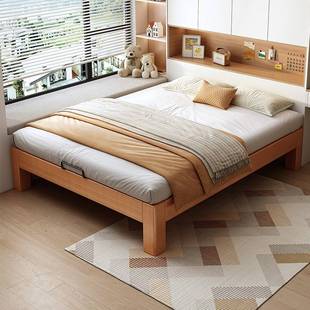 榉木榻榻米床子排骨床无床头全实木床飘窗拼床原木风任意尺寸
