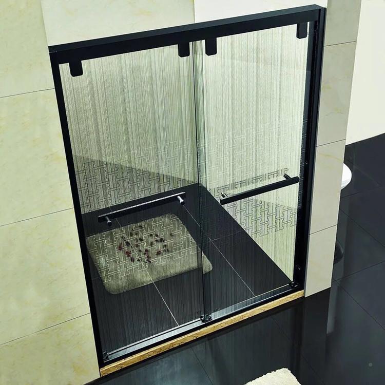 轻奢玻简21易钢化璃隔断厂标一字形304非不工锈钢静音缓冲淋浴房