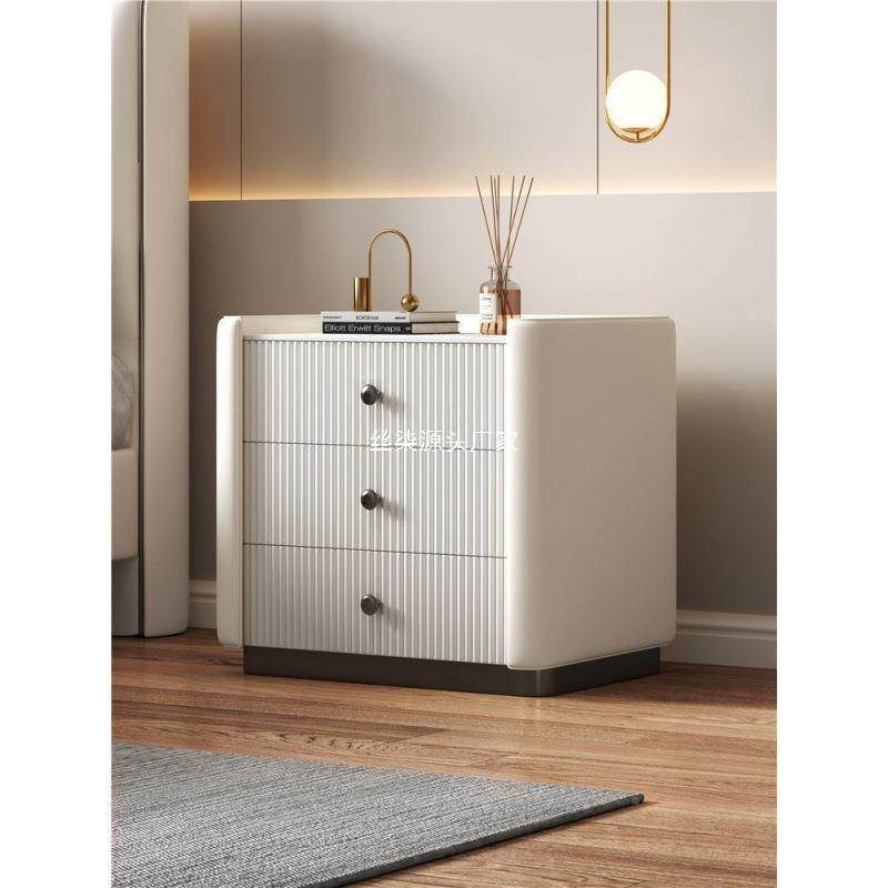 2025新款全床木轻卧室头柜三抽屉大容量现代简约感床实边OMN奢柜